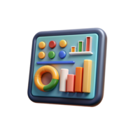 A colorful icon with graphs and bars on it png