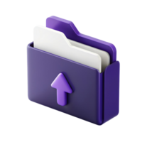 A 3d purple folder with an arrow pointing up png