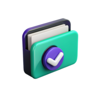 A 3d folder icon with a check mark on it png