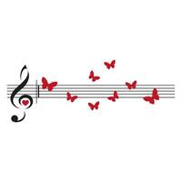 Musical notes.Flying butterflies.Music concept .Song of the summer. vector