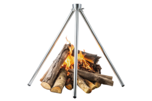 Collapsible campfire stool on relaxing lakeside fishing days png