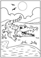 Coloring page outline of the crocodile vector
