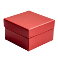 Red box , isolated on transparent background. Simple square-shaped gift box or packaging design in vibrant red color. Perfect for d png