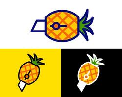 Illustration of a pineapple Cutter Character A bright and pineapple shaped cutter character, perfect for adding a playful touch to fruit preparation vector