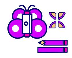 Illustration of sharpener with butterfly animal character, perfect for kids study stuff vector
