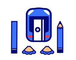 Illustration of sharpener with blue car character, perfect for kids study stuff vector