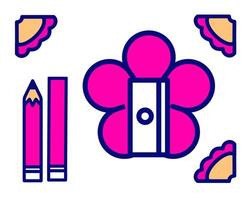 Illustration of sharpener with pink flower character, perfect for kids study stuff vector