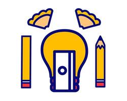 Illustration of sharpener with yellow lamp character, perfect for kids study stuff vector