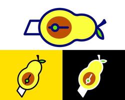 Illustration of a Fun avocado Cutter Character A mini fruit cutter designed as a avocado character, turning fruit cutting into a fun and engaging experience vector