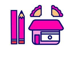 Illustration of sharpener with pink house character, perfect for kids study stuff vector