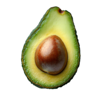 Avocado slice , top view, flat lay design, isolated on transparent background. Fresh green avocado slice with seed, showcasing creamy texture and vibrant color. Perfect for healthy food preparation png