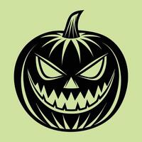 A black and green pumpkin with an angry face vector