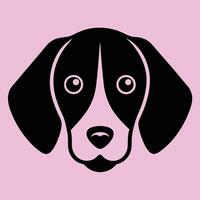 A black and pink dog head on a pink background vector