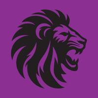 A lion head on a purple background vector