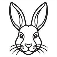 A rabbit head is shown in a line drawing vector