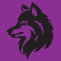 A purple wolf head on a purple background vector
