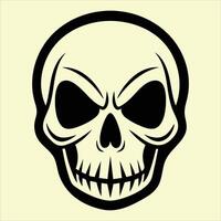 A skull with a black face bold line art with white background vector