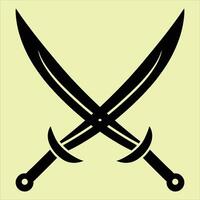 Two crossed swords on a yellow background vector