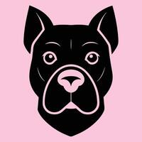 A black and pink dog head on a pink background vector