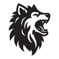 A wolf head logo with a black and white design vector