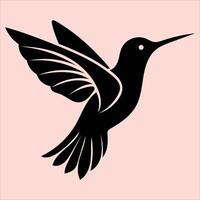 A black hummingbird on a pink background vector