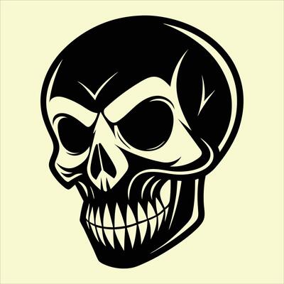 A skull with a big mouth and a big nose
