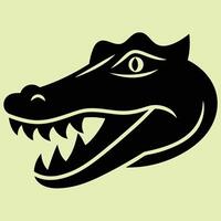 A black alligator head on a green background vector