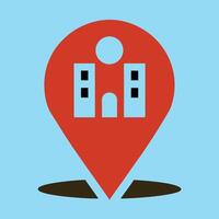 A map marker with a building in the center vector