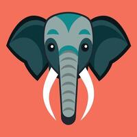 An elephant head with tusks on an orange background vector