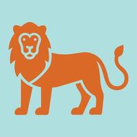 A lion is shown in an orange and blue background vector
