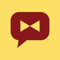 A yellow speech bubble with a bow tie vector