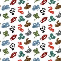 Seamless pattern with hand drawn colorful snakes of different shapes vector