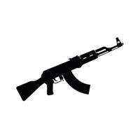 Black Assault Rifle Outline on White Background vector