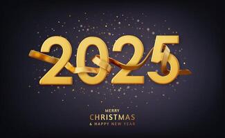 3d Happy New year 2025 numbers. vector