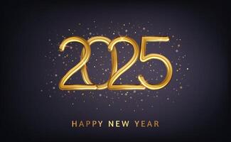 2025 Happy New Year banner with falling confett vector