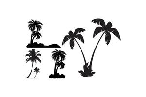 Collection of Palm tree coconut silhouette set. vector