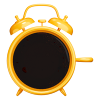 3D Yellow coffee cup style with clock Retro alarm clocks coffee time concept png