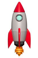 3D simple red retro space rocket icon isolated or transparent background Booster startup and Developer concept png