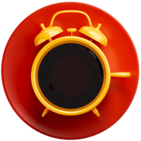 3D Photo Alarm clocks coffee time concept on transparent background png