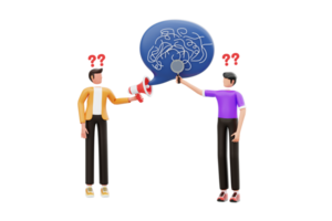 Communication Problem 3D Illustration. problem of listening and understanding, criticism and miscommunication 3d illustration png