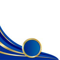 Blue gold gradient abstract curve corner border for business or certificate png