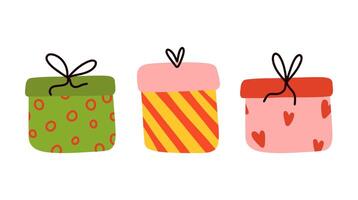 Gift boxes set. Hand drawing style vector