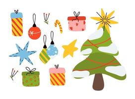winter set. Set of New Year and Christmas objects. vector