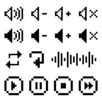 Pixelated Audio Control Icon, Speaker volume level icon Set vector