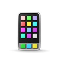 3d smartphone with UI icons isolated. Render front view smart phone icon vector