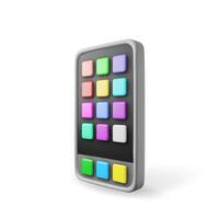 3d smartphone with UI icons isolated. Render front view smart phone symbol vector
