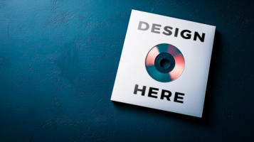 Blank CD cover mockup on dark modern background for branding and design placement psd