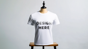 T shirt mockup on mannequin against white background for branding and design placement psd