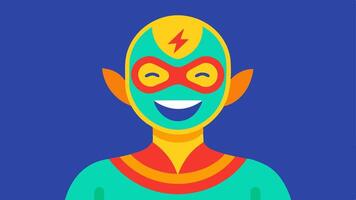 Vibrant Skin A cheerful character wearing a colorful patterned mask with animated glowing skin depicting the uplifting and firming effects of exosomeinfused products.. vector