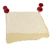 a sheet of paper torn to pieces with pin on transparent background file png
